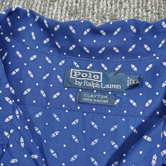 Vintage 90s Polo Ralph Lauren Shirt Men's Clayton XXL Geometric, Rayon, Y2K - Picture 4 of 12